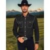 imageCOOFANDY Mens Western Cowboy Shirts Cotton Long Sleeve Shirts with Two Pockets EmbroideredAblack