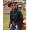 imageCOOFANDY Mens Western Cowboy Shirts Cotton Long Sleeve Shirts with Two Pockets EmbroideredAblack
