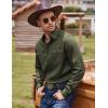 imageCOOFANDY Mens Western Cowboy Shirts Cotton Long Sleeve Shirts with Two Pockets EmbroideredArmy Green