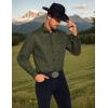 imageCOOFANDY Mens Western Cowboy Shirts Cotton Long Sleeve Shirts with Two Pockets EmbroideredArmy Green