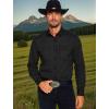imageCOOFANDY Mens Western Cowboy Shirts Cotton Long Sleeve Shirts with Two Pockets EmbroideredBlack