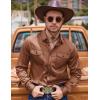 imageCOOFANDY Mens Western Cowboy Shirts Cotton Long Sleeve Shirts with Two Pockets EmbroideredLight Brown