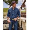 imageCOOFANDY Mens Western Cowboy Shirts Cotton Long Sleeve Shirts with Two Pockets EmbroideredNavy Blue