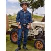imageCOOFANDY Mens Western Cowboy Shirts Cotton Long Sleeve Shirts with Two Pockets EmbroideredNavy Blue