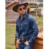 imageCOOFANDY Mens Western Cowboy Shirts Cotton Long Sleeve Shirts with Two Pockets EmbroideredNavy Blue