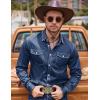 imageCOOFANDY Mens Western Cowboy Shirts Cotton Long Sleeve Shirts with Two Pockets EmbroideredNavy Blue