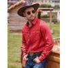imageCOOFANDY Mens Western Cowboy Shirts Cotton Long Sleeve Shirts with Two Pockets EmbroideredRed