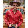 imageCOOFANDY Mens Western Cowboy Shirts Cotton Long Sleeve Shirts with Two Pockets EmbroideredRed