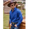 imageCOOFANDY Mens Western Cowboy Shirts Cotton Long Sleeve Shirts with Two Pockets EmbroideredRoyal Blue