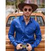 imageCOOFANDY Mens Western Cowboy Shirts Cotton Long Sleeve Shirts with Two Pockets EmbroideredRoyal Blue
