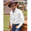 imageCOOFANDY Mens Western Cowboy Shirts Cotton Long Sleeve Shirts with Two Pockets EmbroideredWhite