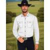 imageCOOFANDY Mens Western Cowboy Shirts Cotton Long Sleeve Shirts with Two Pockets EmbroideredWhite