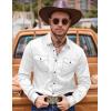 imageCOOFANDY Mens Western Cowboy Shirts Cotton Long Sleeve Shirts with Two Pockets EmbroideredWhite