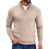 imageCOOFANDY Mens Quarter Zip Pullover Quilted Pullover Casual Knit Long Sleeve Mock Neck Sweater PoloApricot