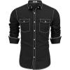 imageCOOFANDY Mens Western Cowboy Shirts Cotton Long Sleeve Shirts with Two Pockets EmbroideredAblack