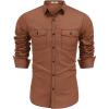 imageCOOFANDY Mens Western Cowboy Shirts Cotton Long Sleeve Shirts with Two Pockets EmbroideredLight Brown