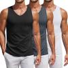 imageCOOFANDY Mens Workout Tank Top V Neck Gym Sleeveless Muscle T Shirts Textured Casual Tank Tops SummerBlackWhiteDark Grey3 Pcs