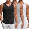imageCOOFANDY Mens Workout Tank Top V Neck Gym Sleeveless Muscle T Shirts Textured Casual Tank Tops SummerBlackWhiteLight Grey3 Pcs