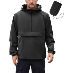 imageCOOFANDY Mens Rain Jacket Waterproof Lightweight Packable Raincoat Pullover Windbreaker With Hood For Hiking RunningBlack