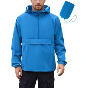 imageCOOFANDY Mens Rain Jacket Waterproof Lightweight Packable Raincoat Pullover Windbreaker With Hood For Hiking RunningBlue
