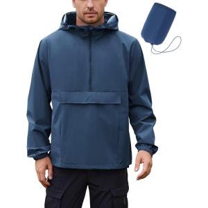 imageCOOFANDY Mens Rain Jacket Waterproof Lightweight Packable Raincoat Pullover Windbreaker With Hood For Hiking RunningNavy Blue