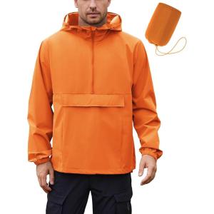 imageCOOFANDY Mens Rain Jacket Waterproof Lightweight Packable Raincoat Pullover Windbreaker With Hood For Hiking RunningOrange