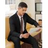 imageCOOFANDY Men 2 Piece Linen Suits Set Casual Lightweight Blazer Jacket Regular Fit Suit PantsBlack