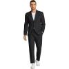 imageCOOFANDY Men 2 Piece Linen Suits Set Casual Lightweight Blazer Jacket Regular Fit Suit PantsBlack