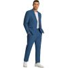 imageCOOFANDY Men 2 Piece Linen Suits Set Casual Lightweight Blazer Jacket Regular Fit Suit PantsBlue