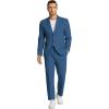 imageCOOFANDY Men 2 Piece Linen Suits Set Casual Lightweight Blazer Jacket Regular Fit Suit PantsBlue