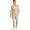 imageCOOFANDY Men 2 Piece Linen Suits Set Casual Lightweight Blazer Jacket Regular Fit Suit PantsKhaki