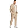 imageCOOFANDY Men 2 Piece Linen Suits Set Casual Lightweight Blazer Jacket Regular Fit Suit PantsKhaki