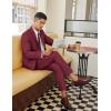 imageCOOFANDY Men 2 Piece Linen Suits Set Casual Lightweight Blazer Jacket Regular Fit Suit PantsWine Red