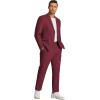 imageCOOFANDY Men 2 Piece Linen Suits Set Casual Lightweight Blazer Jacket Regular Fit Suit PantsWine Red