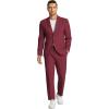 imageCOOFANDY Men 2 Piece Linen Suits Set Casual Lightweight Blazer Jacket Regular Fit Suit PantsWine Red