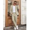 imageCOOFANDY Men Suits Classic Fit 2 Piece Suit Set One Button Casual Blazer Wedding Bussiness Suit SeparatesLight Khaki