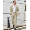 imageCOOFANDY Men Suits Classic Fit 2 Piece Suit Set One Button Casual Blazer Wedding Bussiness Suit SeparatesLight Khaki