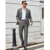 imageCOOFANDY Men Suits Classic Fit 2 Piece Suit Set One Button Casual Blazer Wedding Bussiness Suit SeparatesLinen Gray