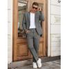 imageCOOFANDY Men Suits Classic Fit 2 Piece Suit Set One Button Casual Blazer Wedding Bussiness Suit SeparatesLinen Gray