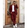 imageCOOFANDY Men Suits Classic Fit 2 Piece Suit Set One Button Casual Blazer Wedding Bussiness Suit SeparatesRed