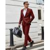 imageCOOFANDY Men Suits Classic Fit 2 Piece Suit Set One Button Casual Blazer Wedding Bussiness Suit SeparatesRed