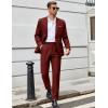 imageCOOFANDY Men Suits Classic Fit 2 Piece Suit Set One Button Casual Blazer Wedding Bussiness Suit SeparatesRed