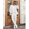 imageCOOFANDY Men Suits Classic Fit 2 Piece Suit Set One Button Casual Blazer Wedding Bussiness Suit SeparatesWhite