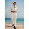 imageCOOFANDY Mens 3 Piece Linen Suits Casual Lightweight Blazer Jackets Vest Pants Set for Wedding Business PromBeige