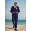 imageCOOFANDY Mens 3 Piece Linen Suits Casual Lightweight Blazer Jackets Vest Pants Set for Wedding Business PromDark Blue