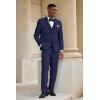 imageCOOFANDY Mens 3 Piece Linen Suits Casual Lightweight Blazer Jackets Vest Pants Set for Wedding Business PromDark Blue