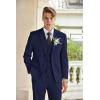 imageCOOFANDY Mens 3 Piece Linen Suits Casual Lightweight Blazer Jackets Vest Pants Set for Wedding Business PromDark Blue