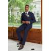 imageCOOFANDY Mens 3 Piece Linen Suits Casual Lightweight Blazer Jackets Vest Pants Set for Wedding Business PromDark Blue
