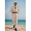 imageCOOFANDY Mens 3 Piece Linen Suits Casual Lightweight Blazer Jackets Vest Pants Set for Wedding Business PromKhaki