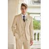 imageCOOFANDY Mens 3 Piece Linen Suits Casual Lightweight Blazer Jackets Vest Pants Set for Wedding Business PromKhaki